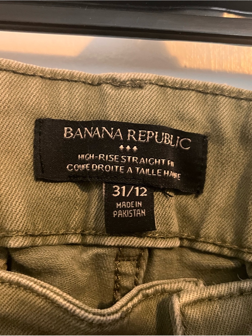 Banana Republic Olive Green High-Rise Straight Pants